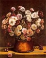 nature morte avec des fleurs dans le bol en cuivre Giorgio de Chirico surréalisme métaphysique